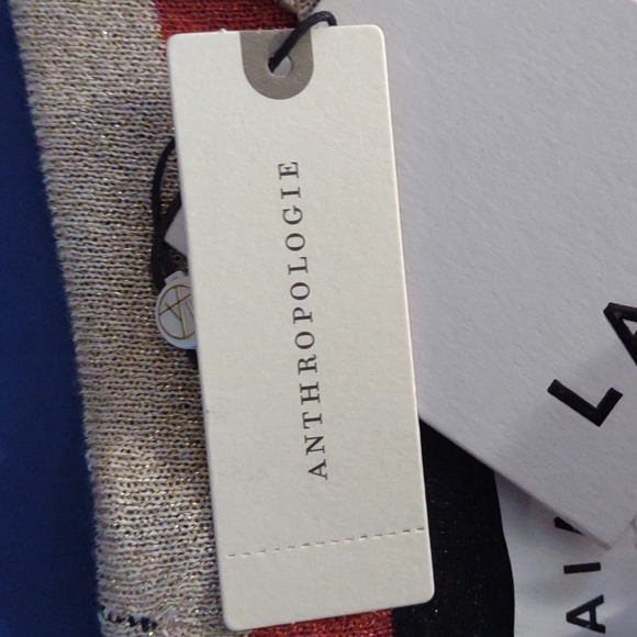 NWT Anthropologie Laia long multicolored striped metallic lined skirt medium. - Picture 4 of 8